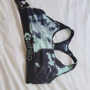 Ethika Black and Green Sports Bra Moisture-Wicking Intimates